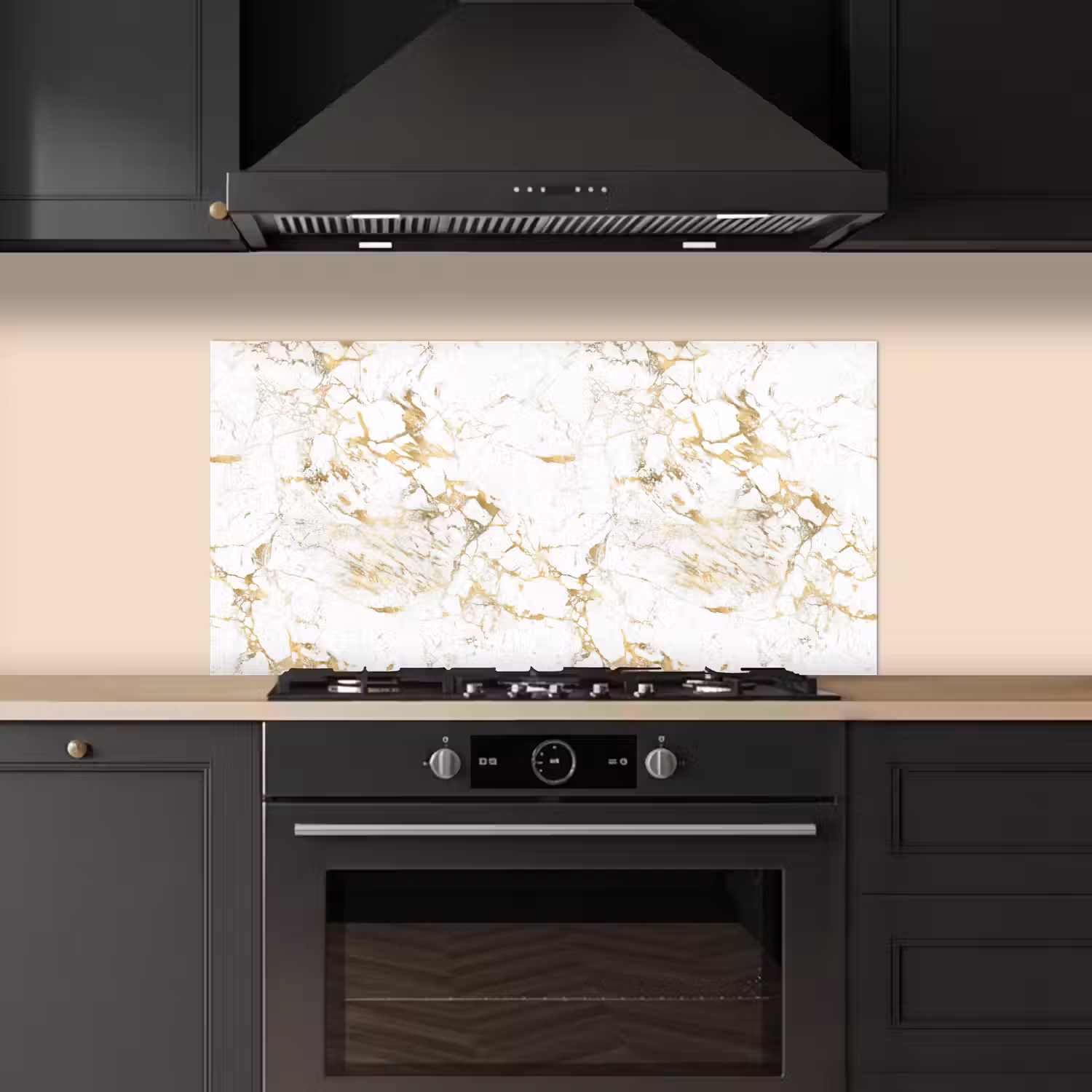 Wit - Marmer - Luxe - Goud keuken achterwand spatscherm middel 899 -sfeer1