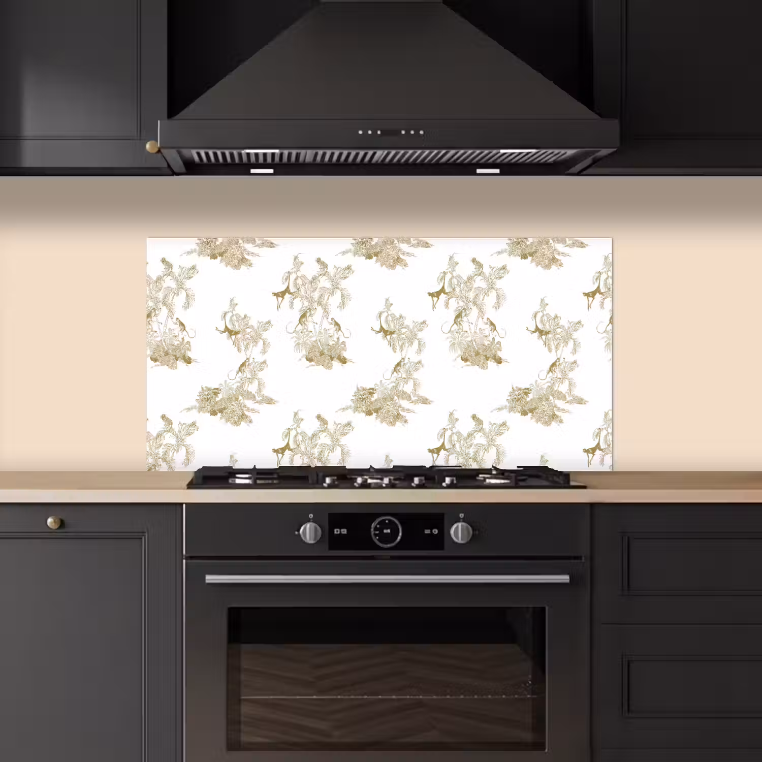 Wit - Apen - Beige keuken achterwand spatscherm middel 899 -sfeer1