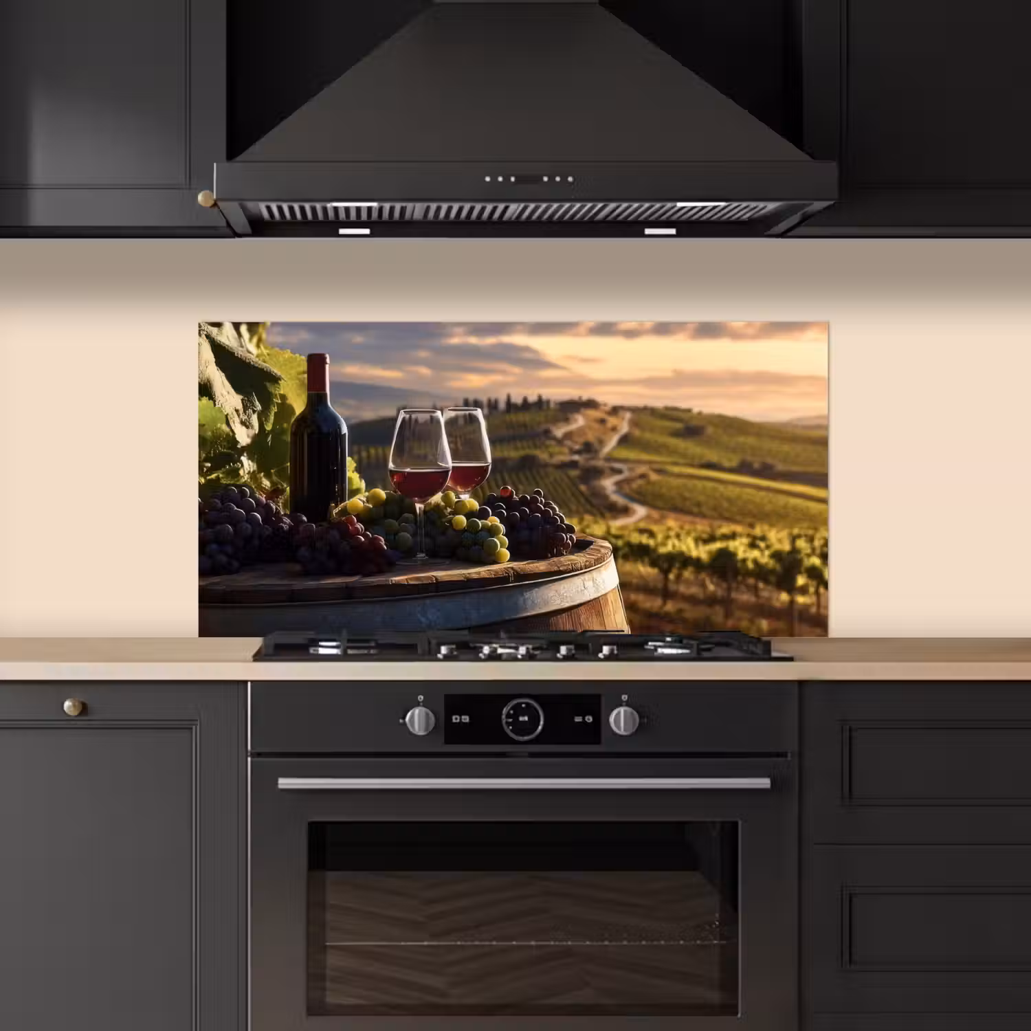 Wijn - Druiven - Heuvels - Landschap keuken achterwand spatscherm middel -sfeer1
