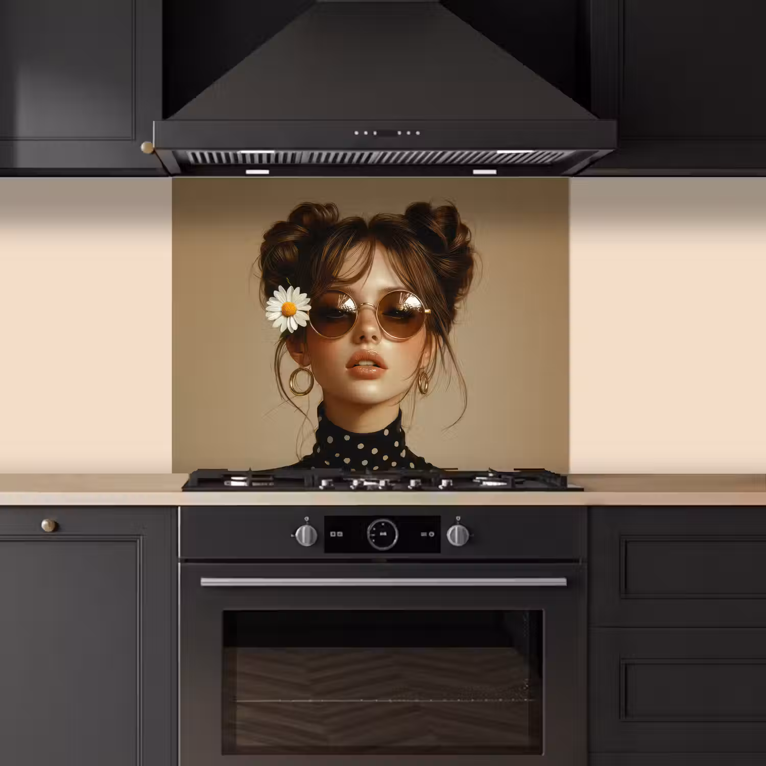 Vrouw - Beige - Bloem - Modern - Portret keuken achterwand spatscherm middel -sfeer1