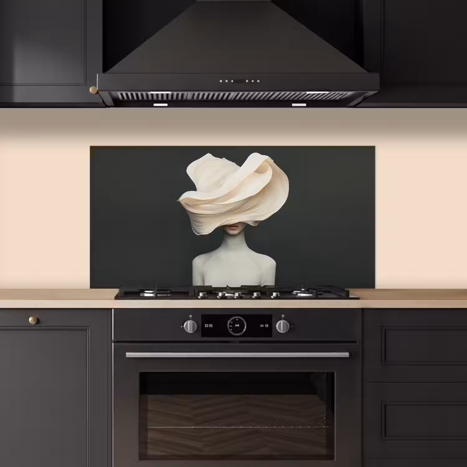 Vrouw - Beige - hoed keuken achterwand spatscherm middel -sfeer1