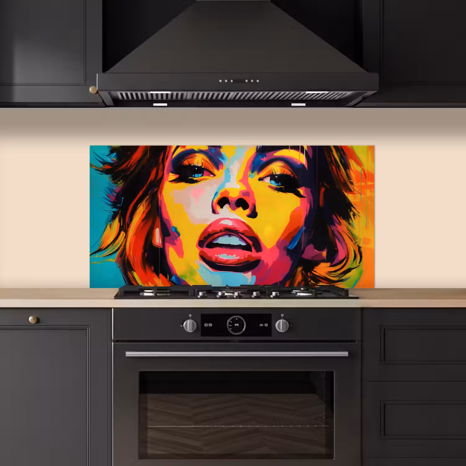 Vrouw - Gezicht - Kleurrijk keuken achterwand spatscherm middel -sfeer1