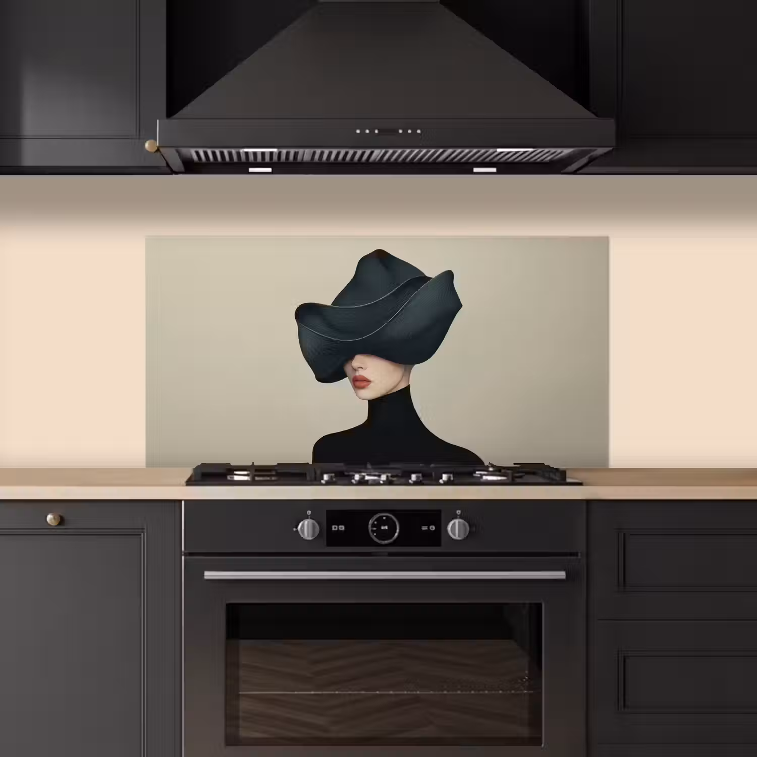 Vrouw - Groen - Hoed keuken achterwand spatscherm middel -sfeer1