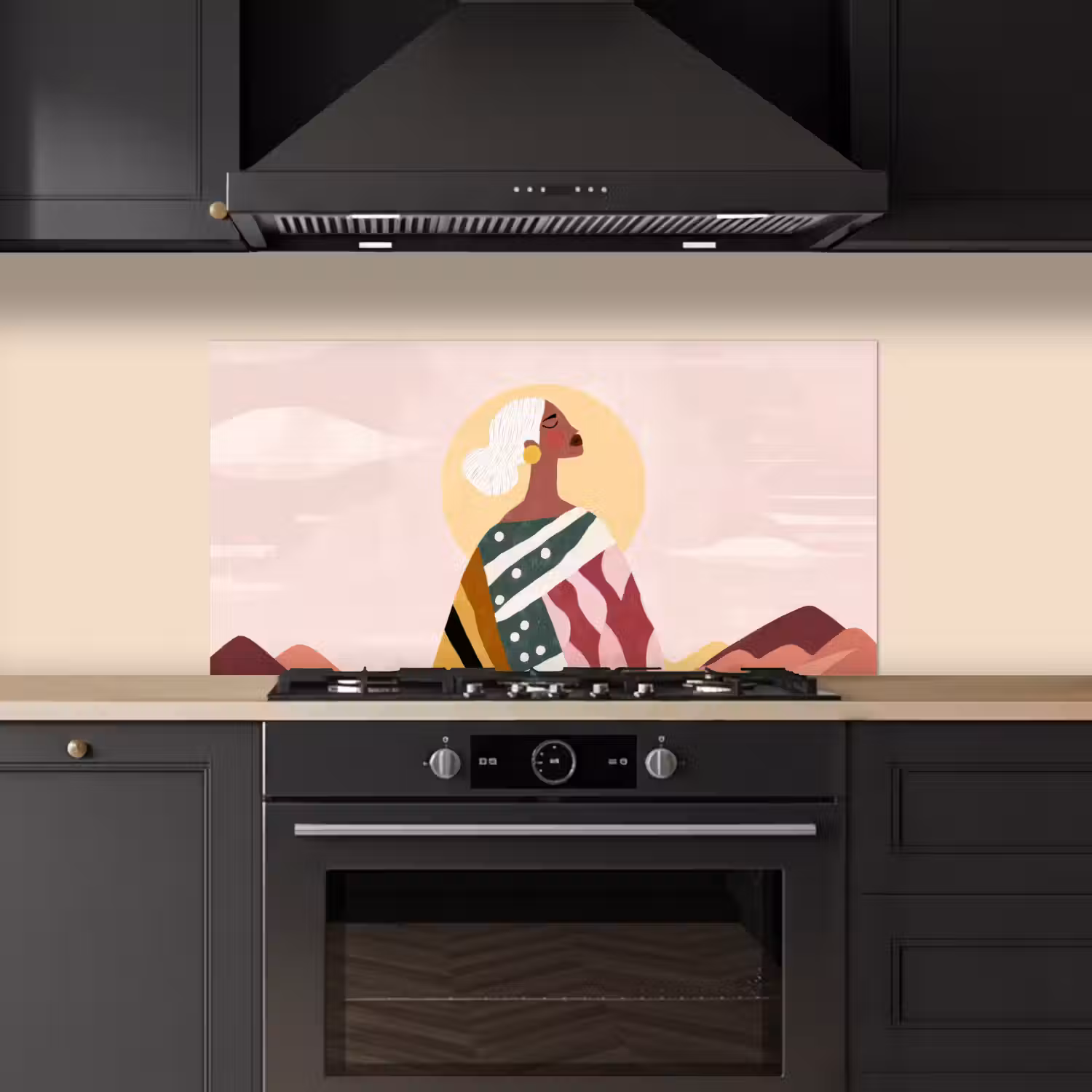 Vrouw - Zon - Kleurrijk keuken achterwand spatscherm middel -sfeer1