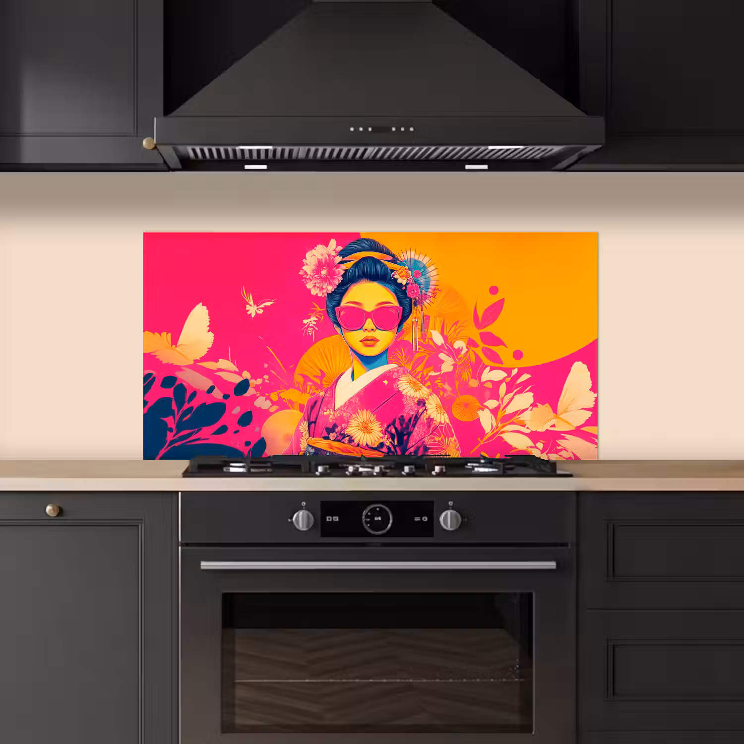 Vrouw - Zonnebril - Abstract - Oranje keuken achterwand spatscherm middel -sfeer1