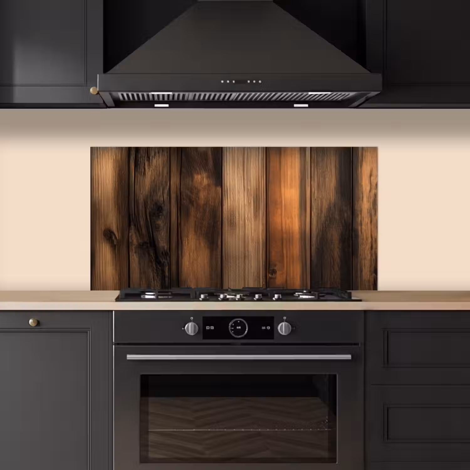 Hout - Rustiek - Donkere Planken keuken achterwand spatscherm middel -sfeer1