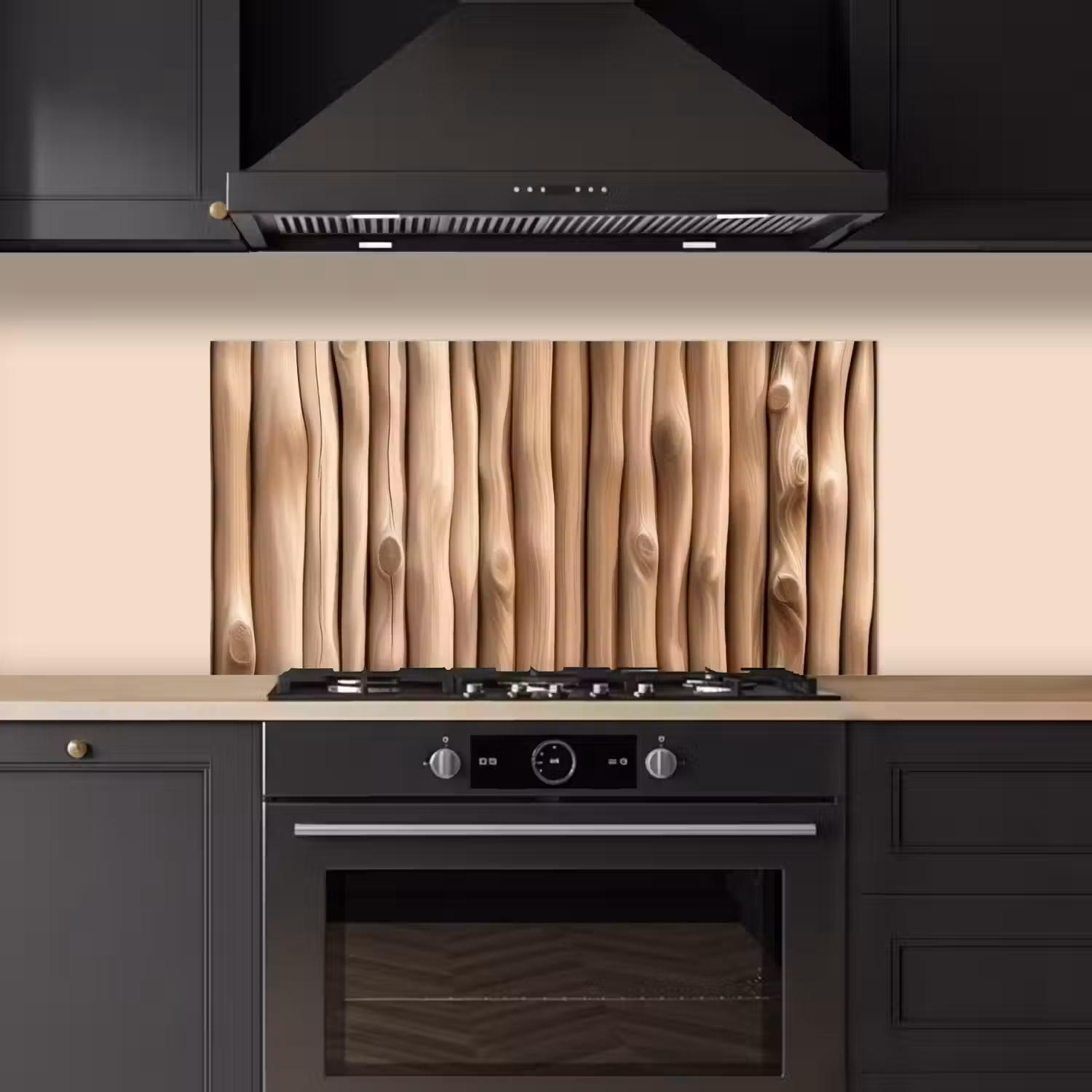 Hout - Stam - Lichtbruin keuken achterwand spatscherm middel -sfeer1