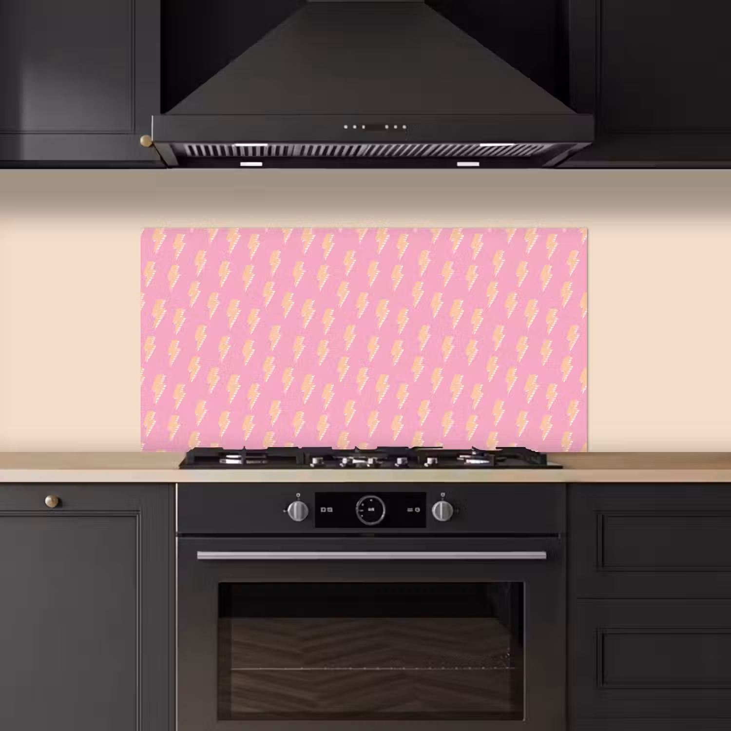 Geel - Bliksem - Roze keuken achterwand spatscherm middel 899 -sfeer1