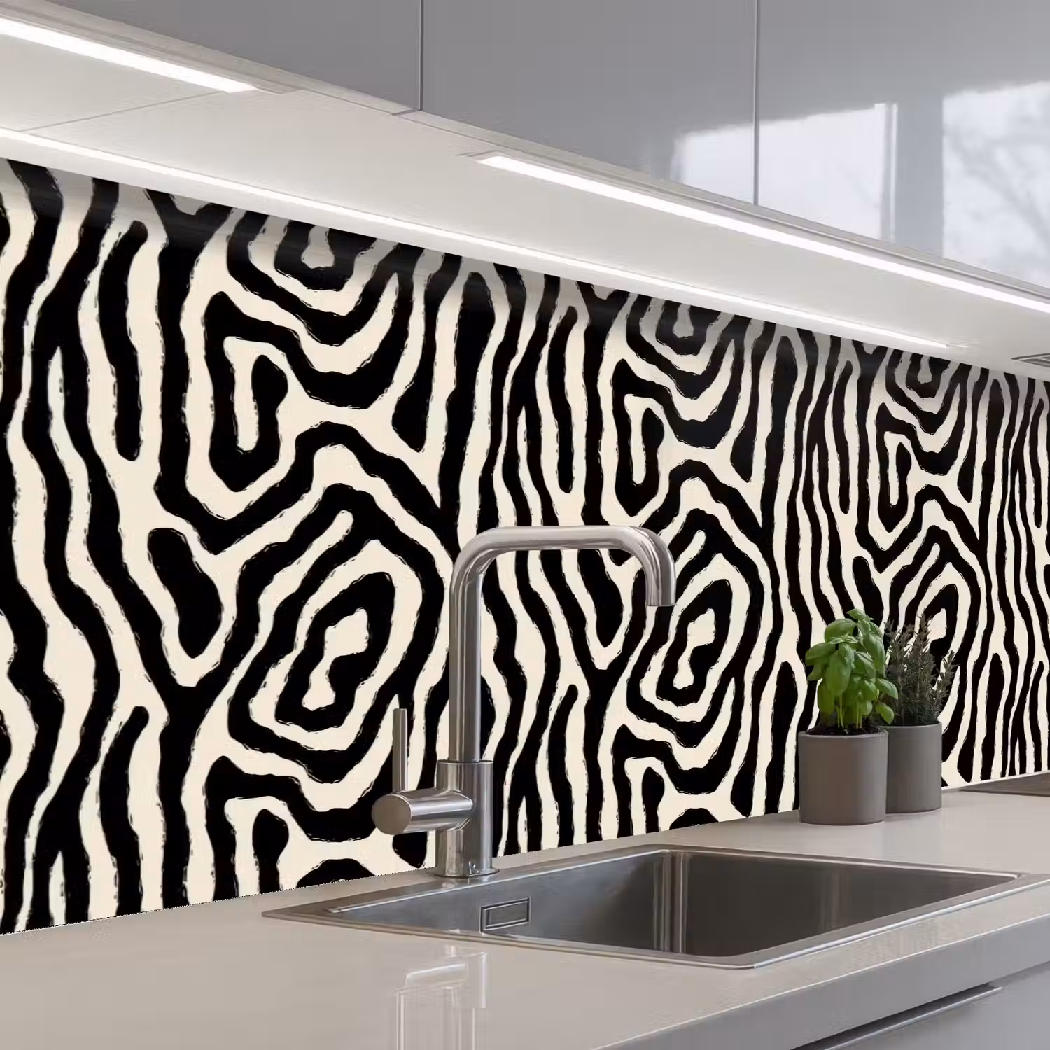 Zebra - Abstract - Zwart keuken achterwand 2 groot 857 -3d_schuin