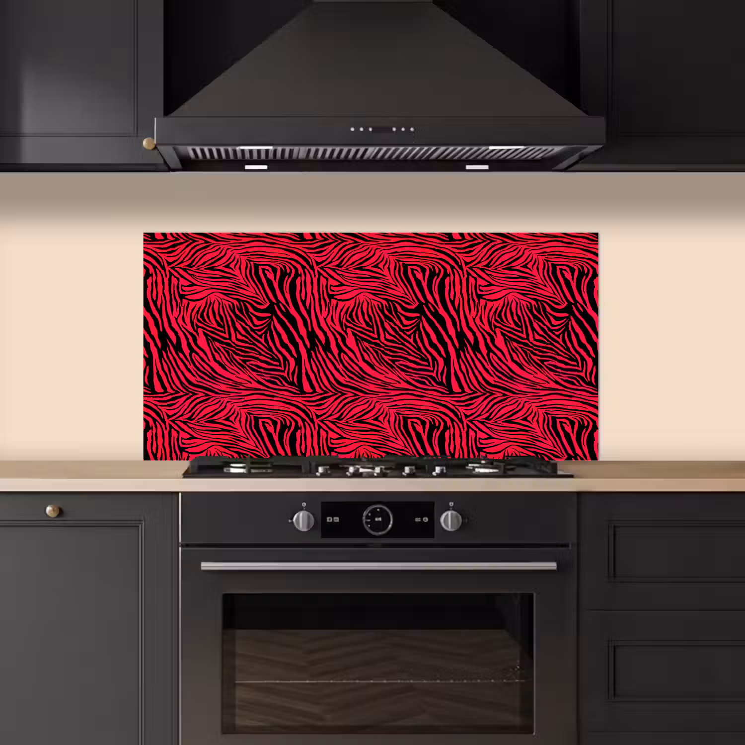Zebra - Zwart - Roze - Neon keuken achterwand spatscherm middel 899 -sfeer1
