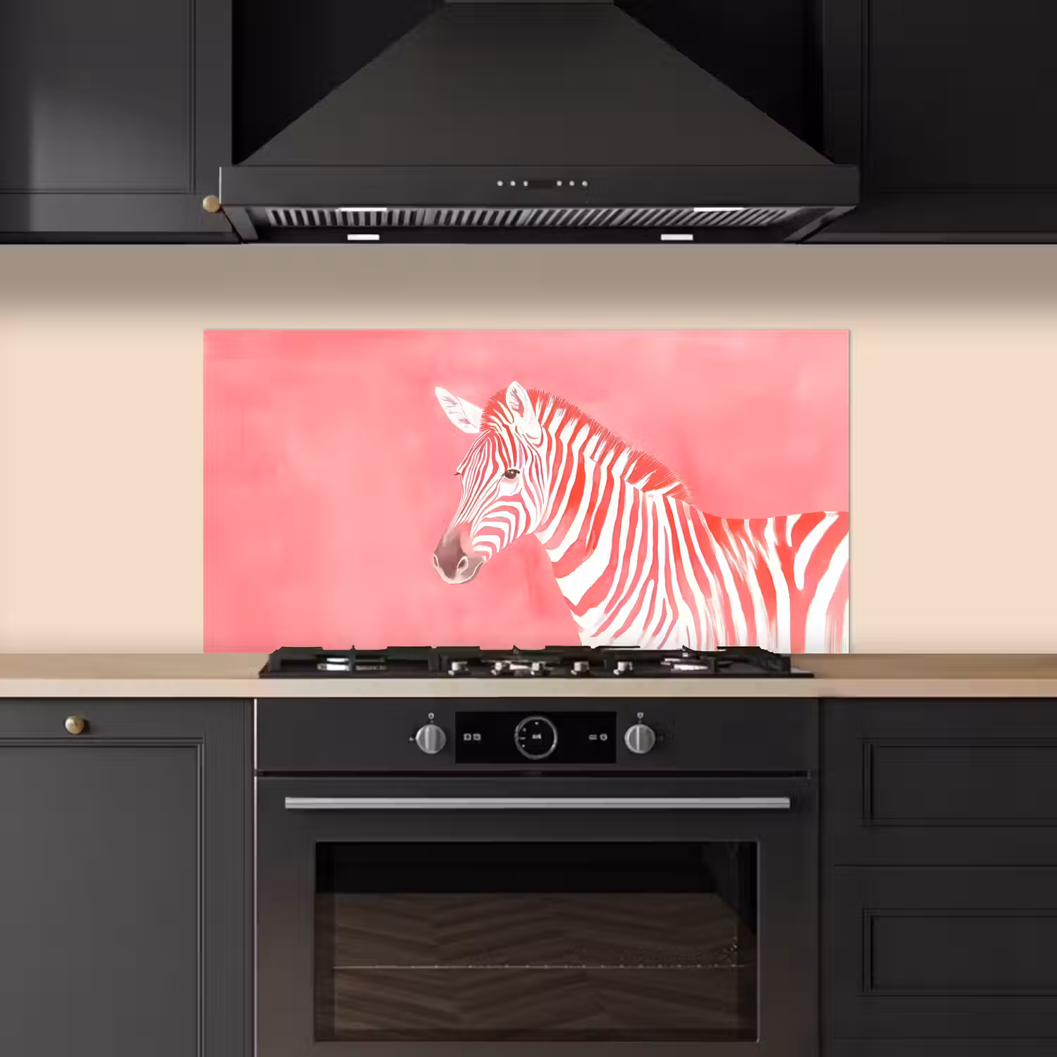Zebra - Pink - Verf keuken achterwand spatscherm middel -sfeer1