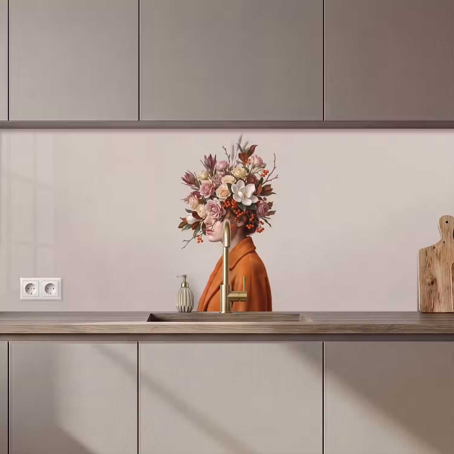 Gezicht - Boeket - Kleurrijk keuken achterwand 2 middel zz_3dshopping