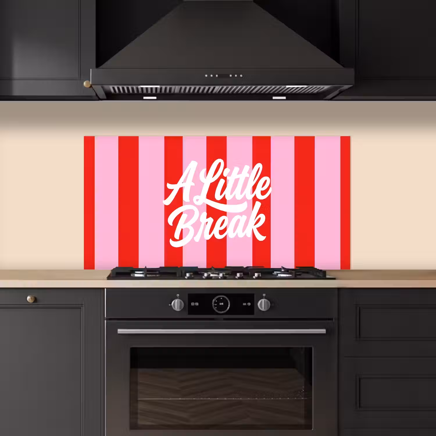 A Little Break - Strepen - Rood - Roze keuken achterwand spatscherm middel -sfeer1