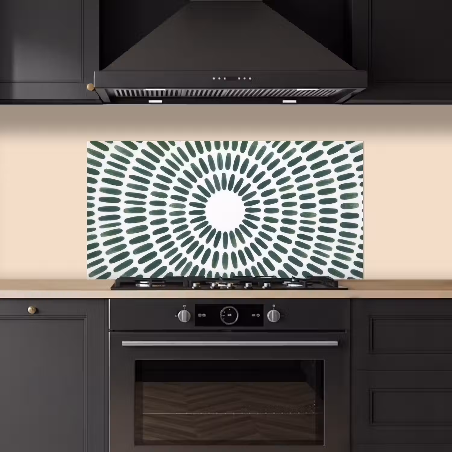 Abstract - Cirkel - Patroon - Modern - Groen keuken achterwand spatscherm middel -sfeer1