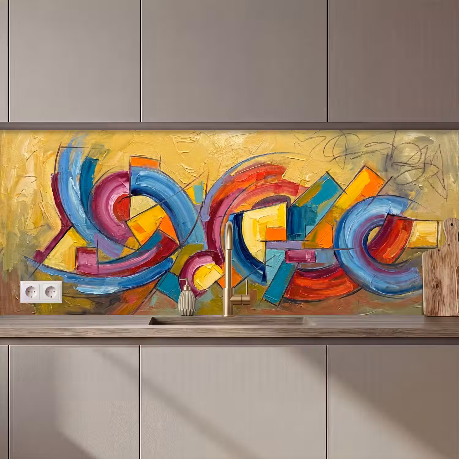 Abstract - Cirkels - Schilderij - Kleurrijk - Dynamisch keuken achterwand 2 middel zz_3dshopping
