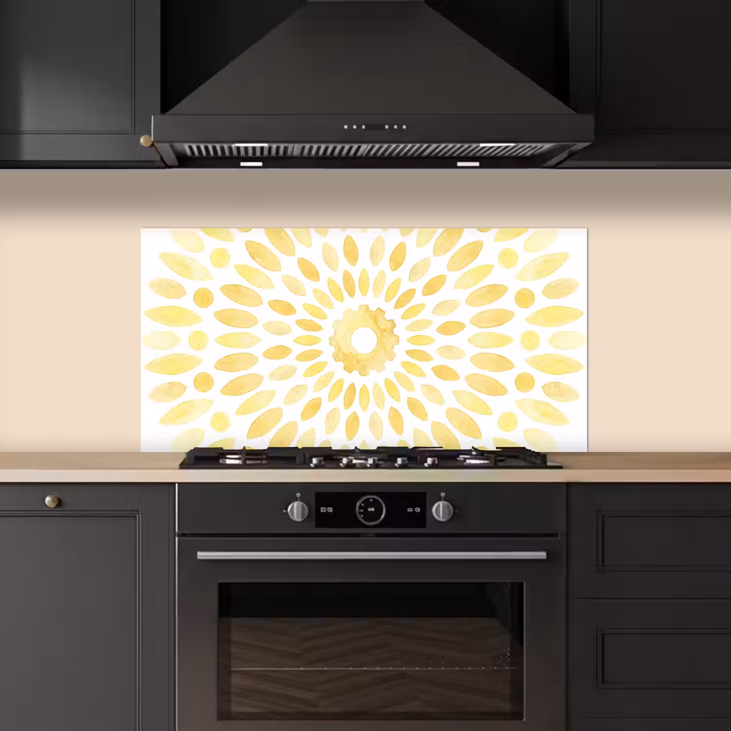 Abstract - Geometrisch - Stralend - Geel keuken achterwand spatscherm middel -sfeer1