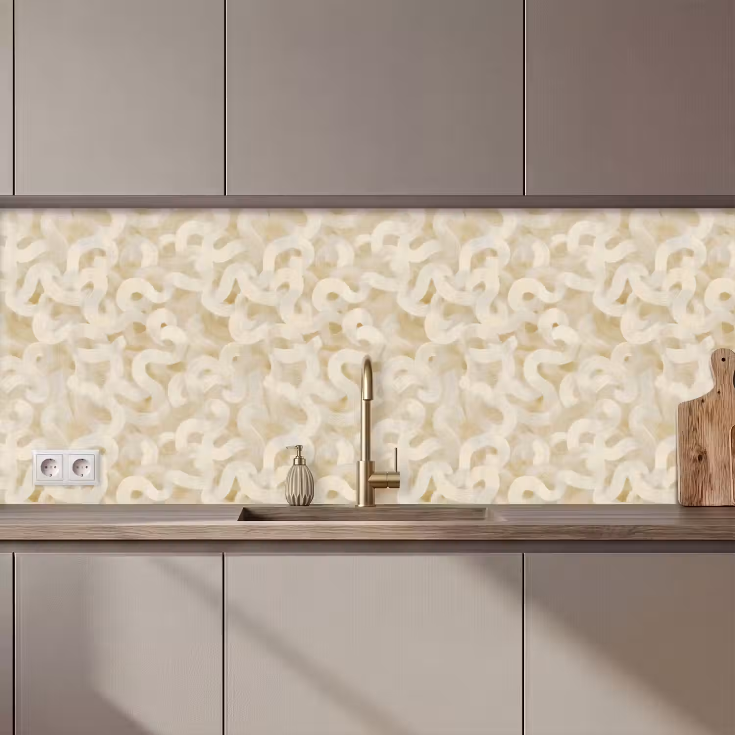 Abstract - Lijnen - Beige keuken achterwand 2 middel 871 zz_3dshopping