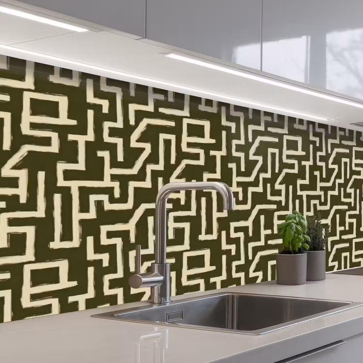 Abstract - Lijnen - Groen keuken achterwand 2 groot 857 -3d_schuin