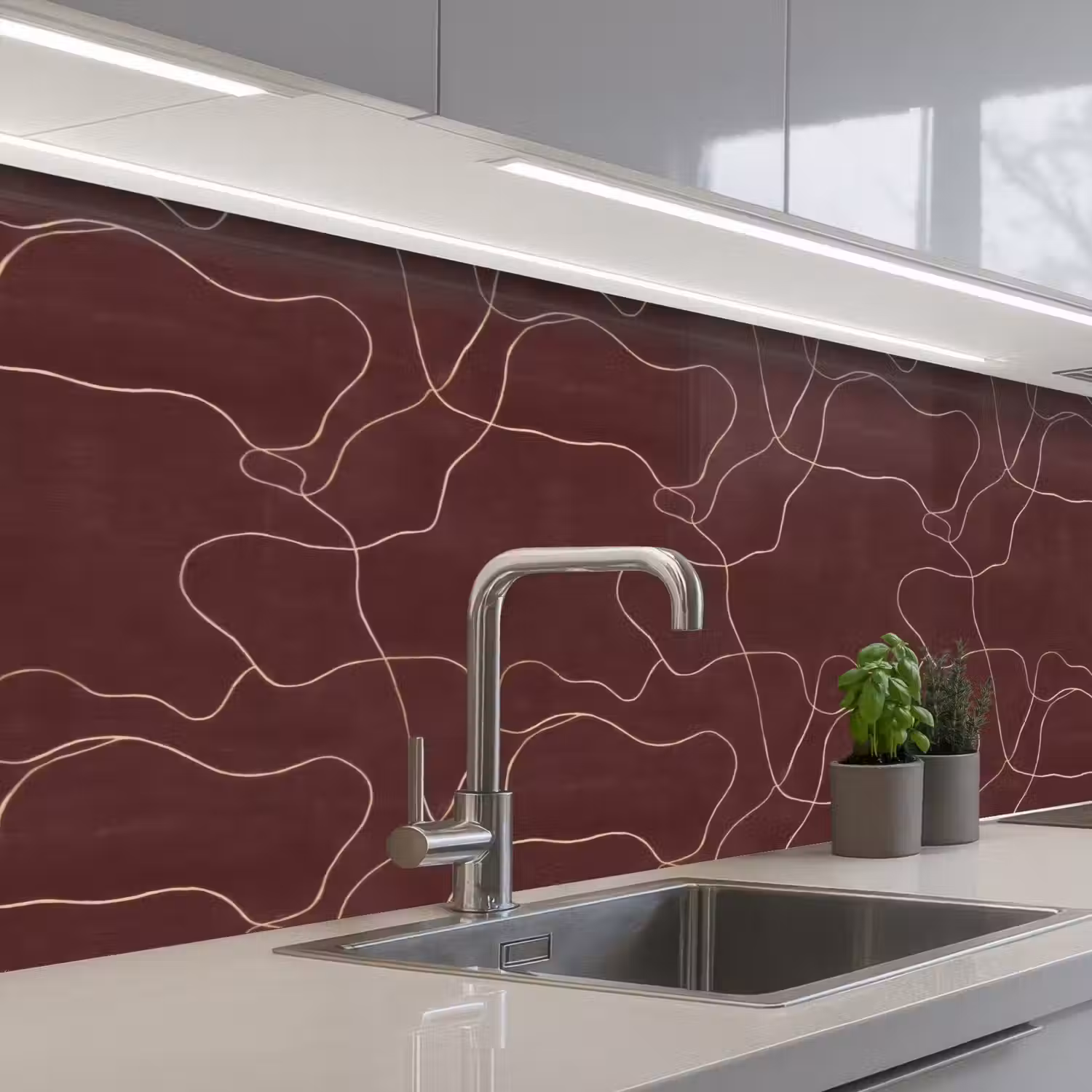 Abstract - Modern - Bruin keuken achterwand 2 groot 857 -3d_schuin