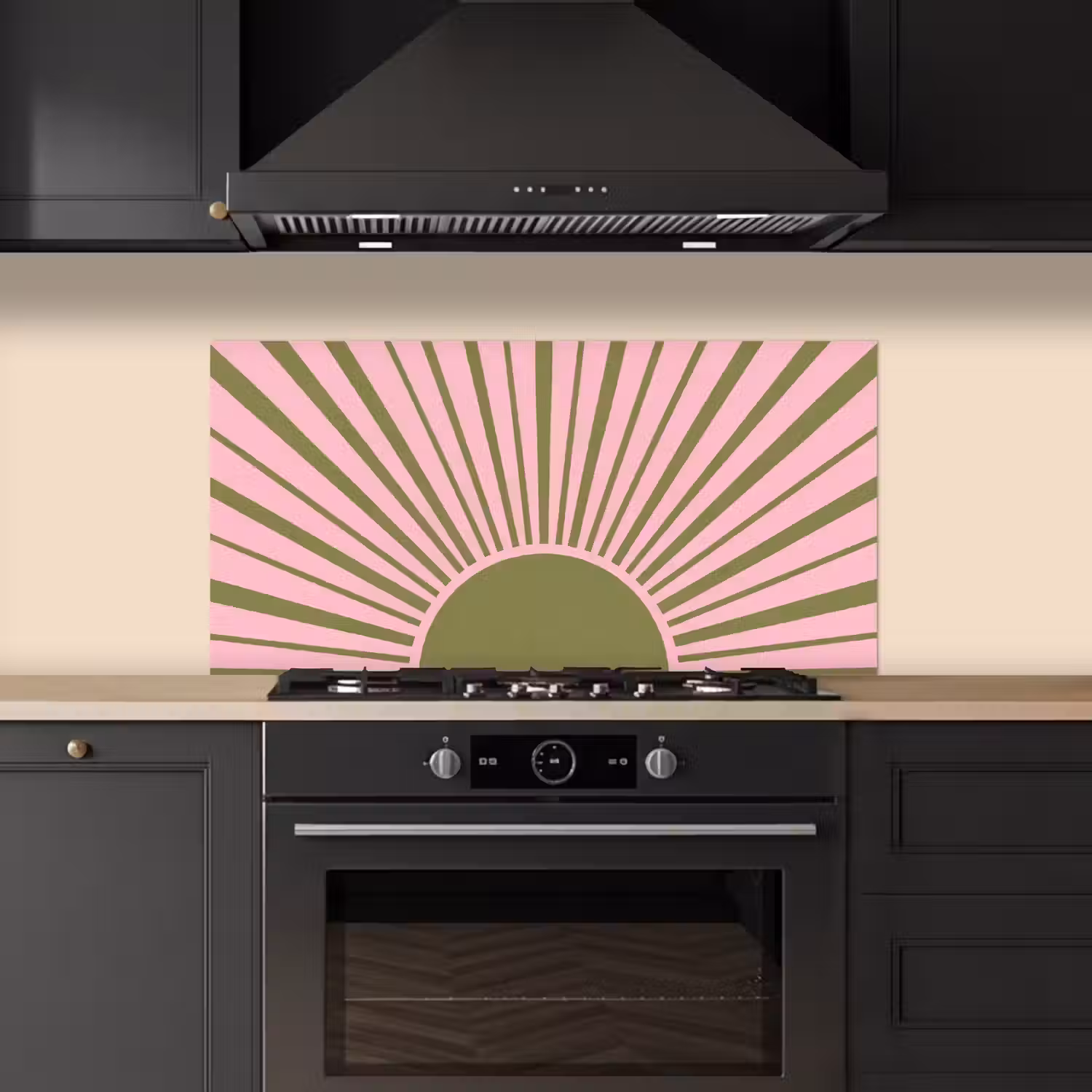 Abstract - Stralen - Grafisch - Roze - Groen keuken achterwand spatscherm middel -sfeer1