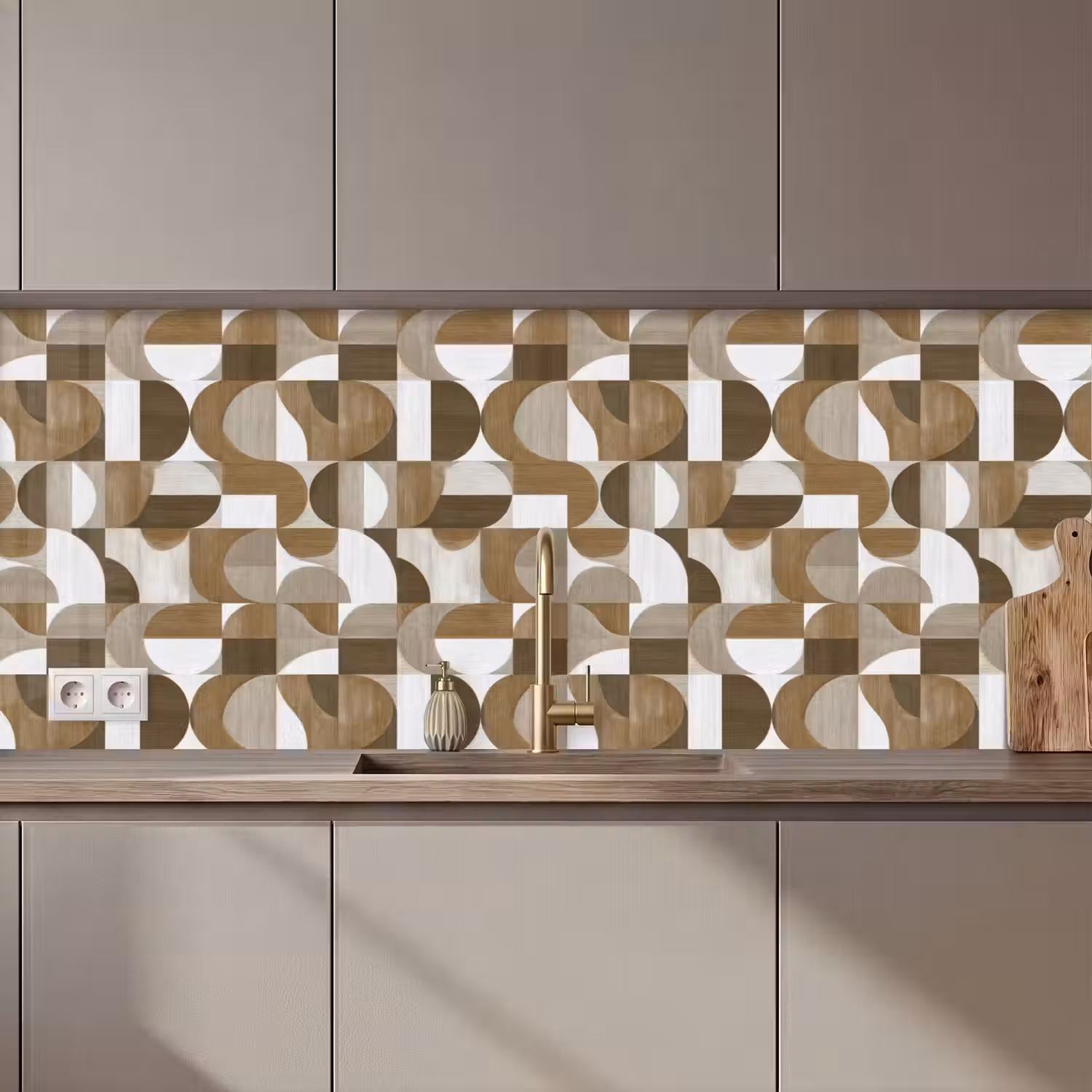 Abstract - Retro - Bruin keuken achterwand 2 middel 871 zz_3dshopping