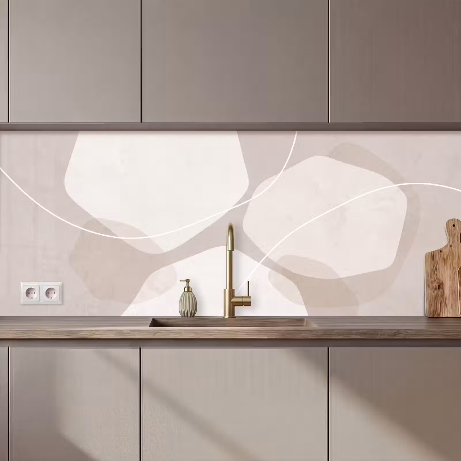 Kitchen Wall Splashback - Abstract - Shapes - Beige - Abstract - Vormen - Beige keuken achterwand 2 middel zz_3dshopping