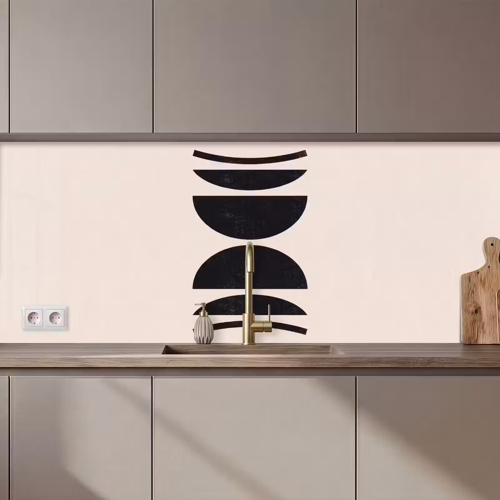 Kitchen Wall Splashback - Abstract - Shapes - Black - Abstract - Vormen - Zwart keuken achterwand 2 middel zz_3dshopping