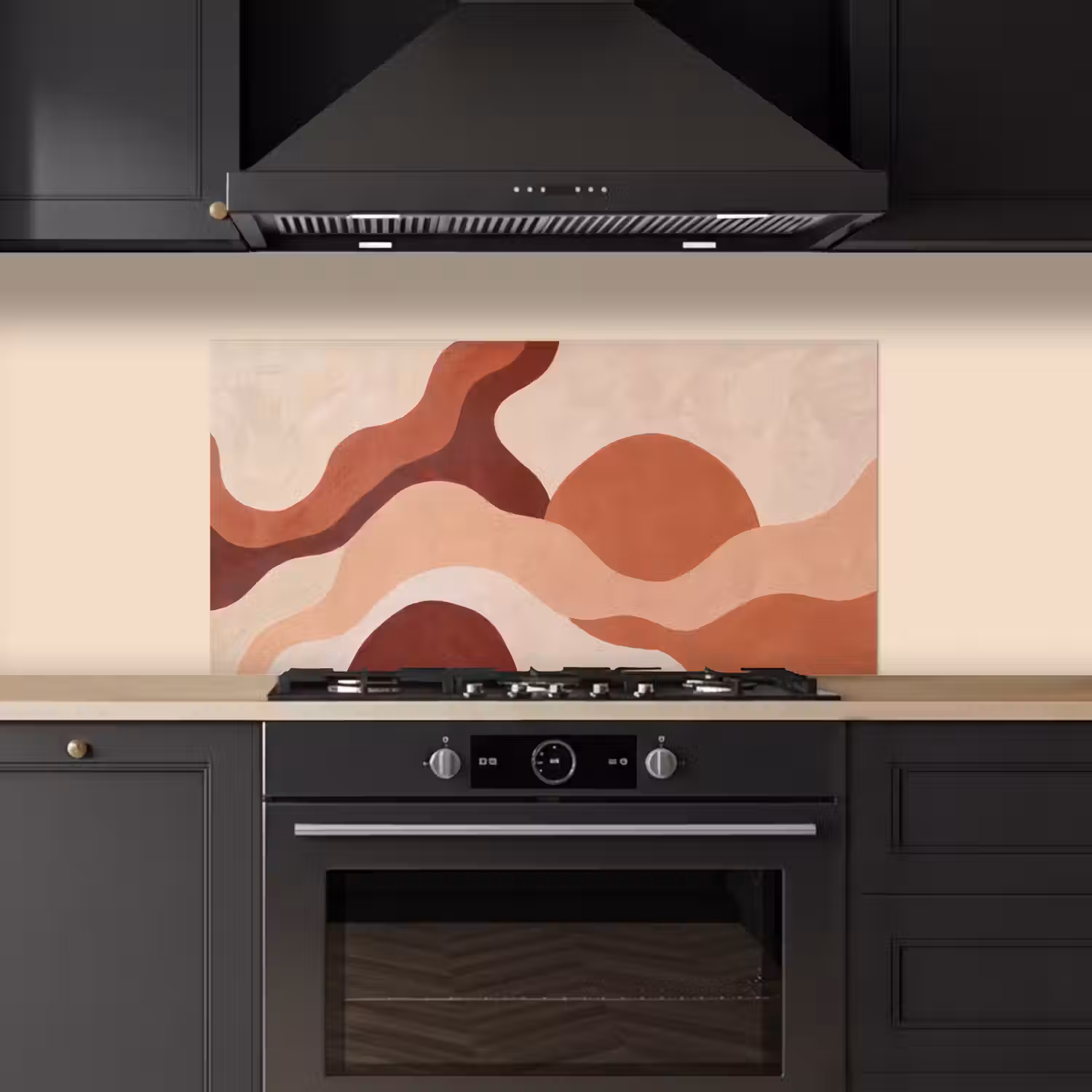 Abstract - Vormen - Organisch - Aardetinten - Modern keuken achterwand spatscherm middel -sfeer1