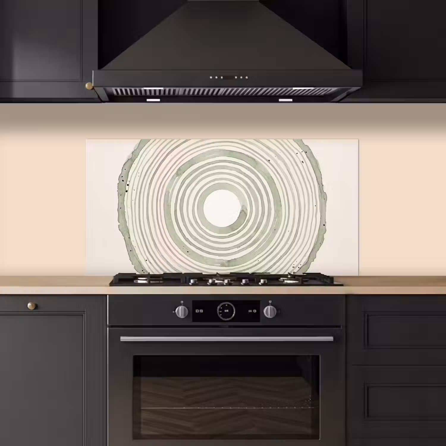 Abstractie - Cirkels - Waterverf - Groen - Modern keuken achterwand spatscherm middel -sfeer1
