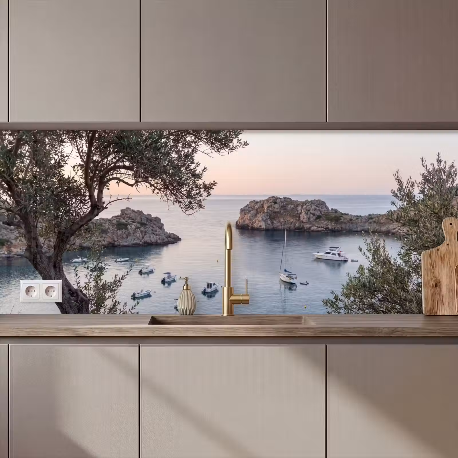 Kitchen Wall Splashback - Bay - boats - sunset - Baai - boten - zonsondergang keuken achterwand 2 middel zz_3dshopping