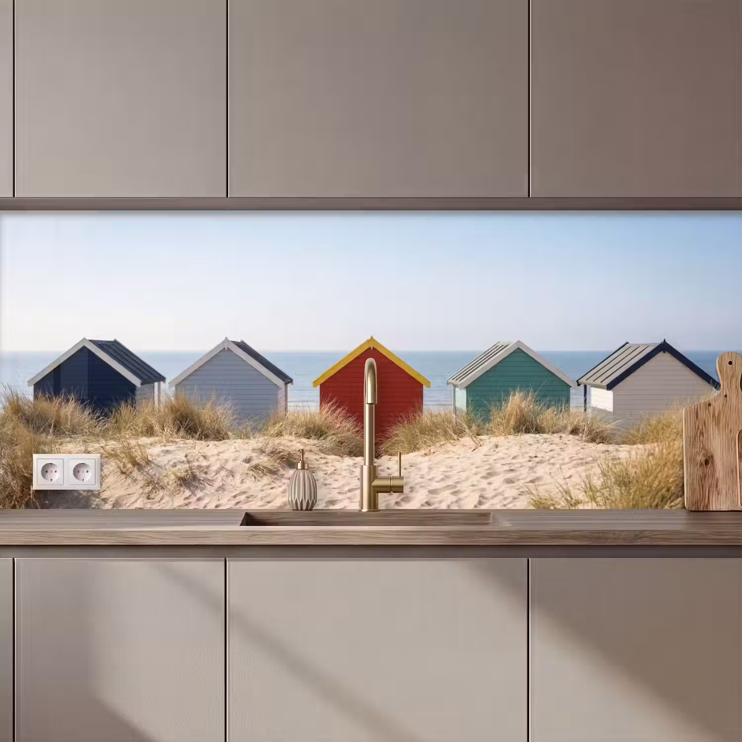 Strand - Huisjes - Kleurrijk - Duinen keuken achterwand 2 middel zz_3dshopping