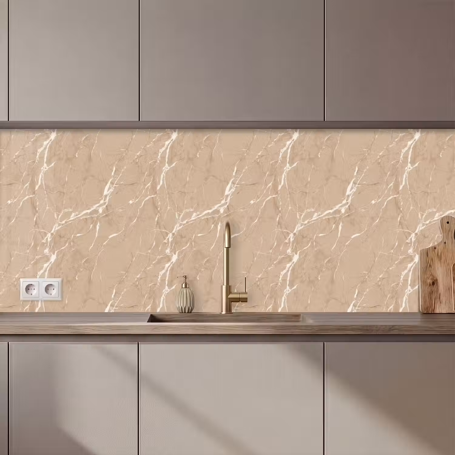 Beige - Marmer - Organisch - Wit keuken achterwand 2 middel 871 zz_3dshopping