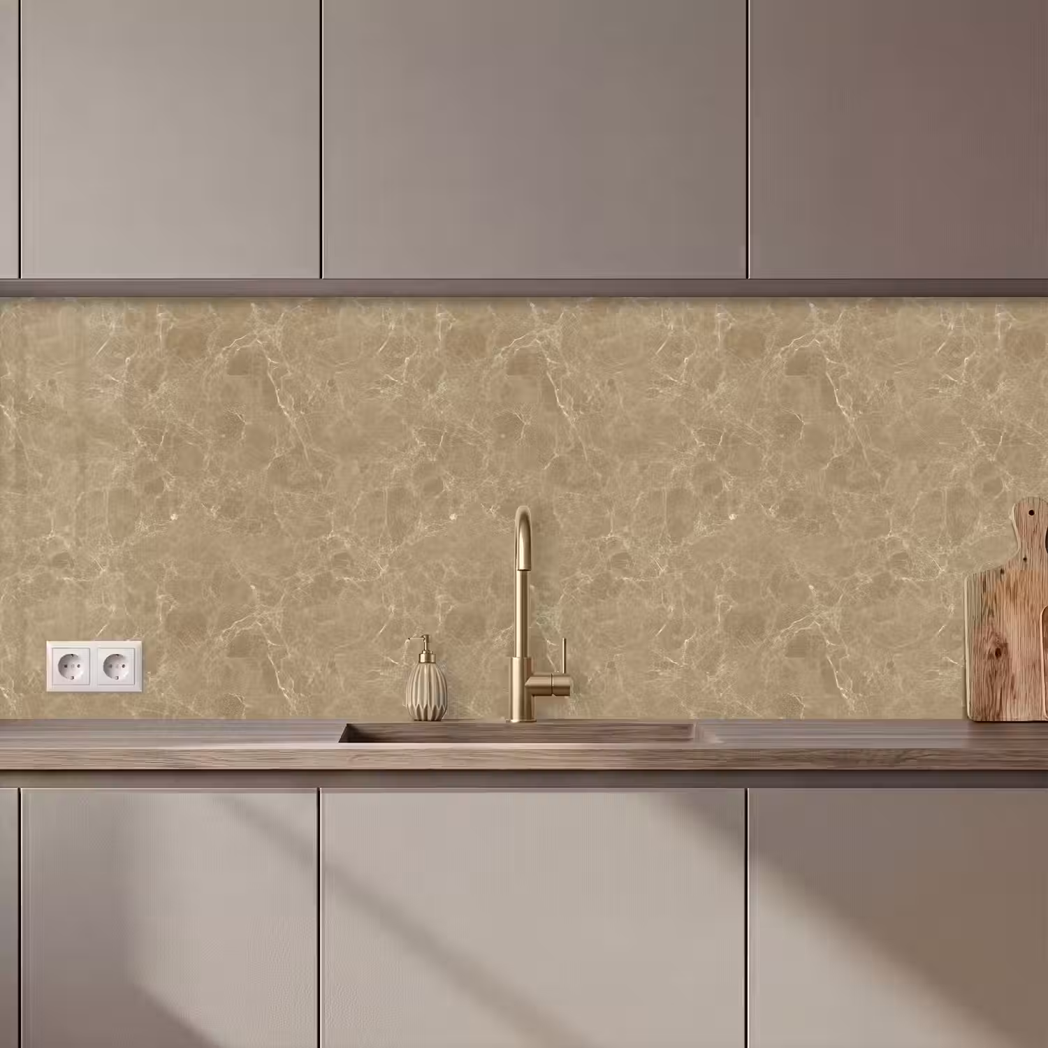Beige - Marmer - Witte aders keuken achterwand 2 middel 871 zz_3dshopping
