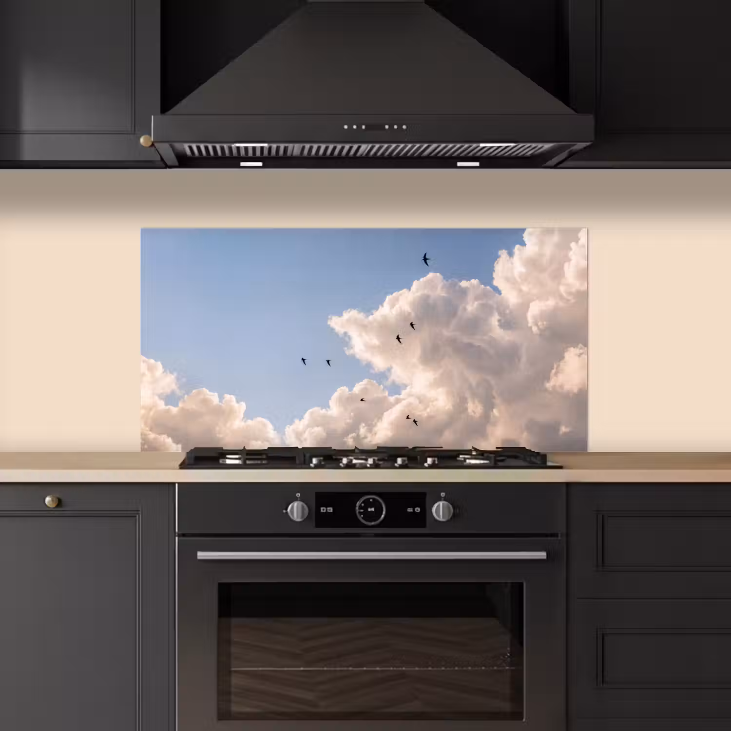 Vogel - Vlucht - Wolken - Natuur - Blauw keuken achterwand spatscherm middel -sfeer1
