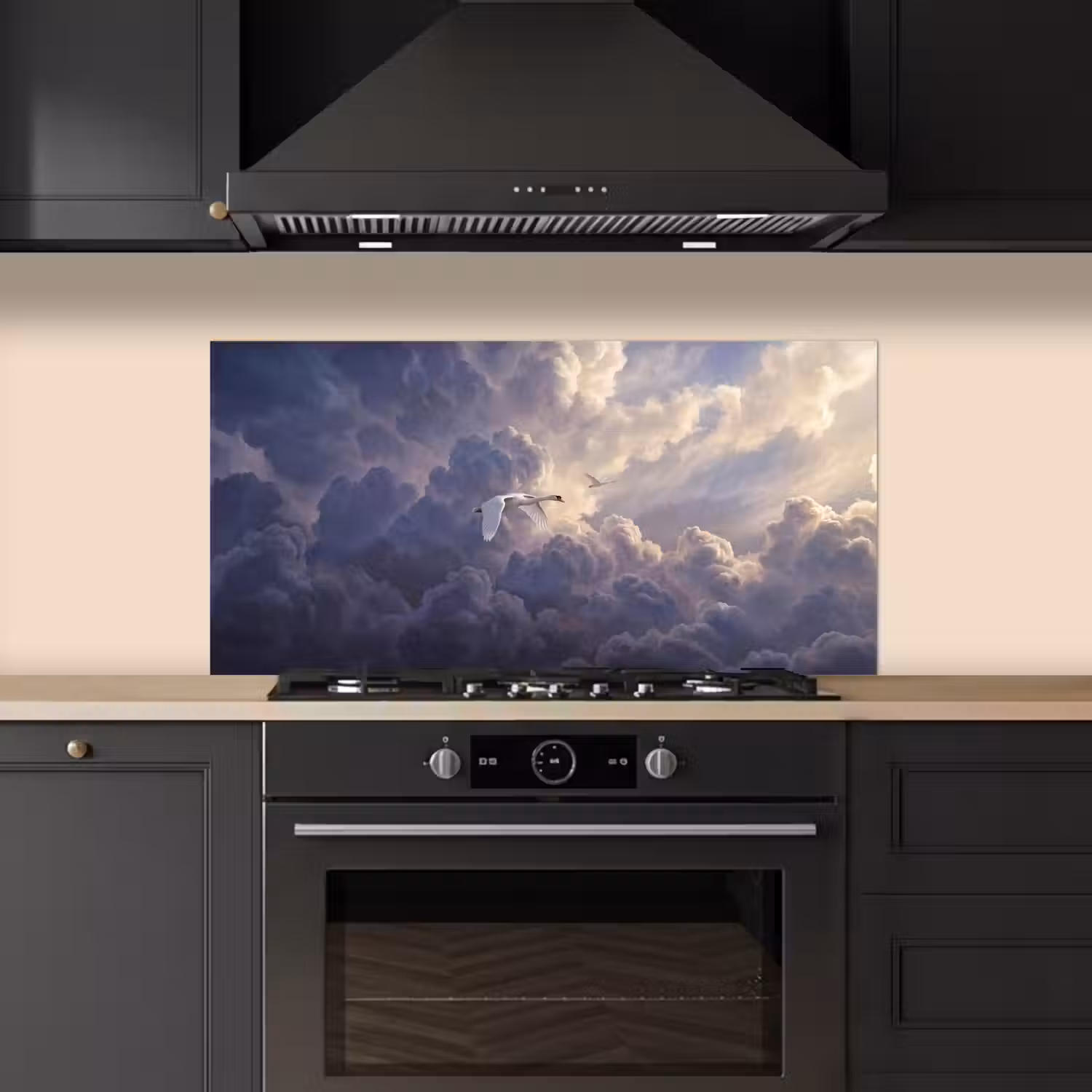 Vogel - Vliegend - Natuur - Wit - Wolken keuken achterwand spatscherm middel -sfeer1