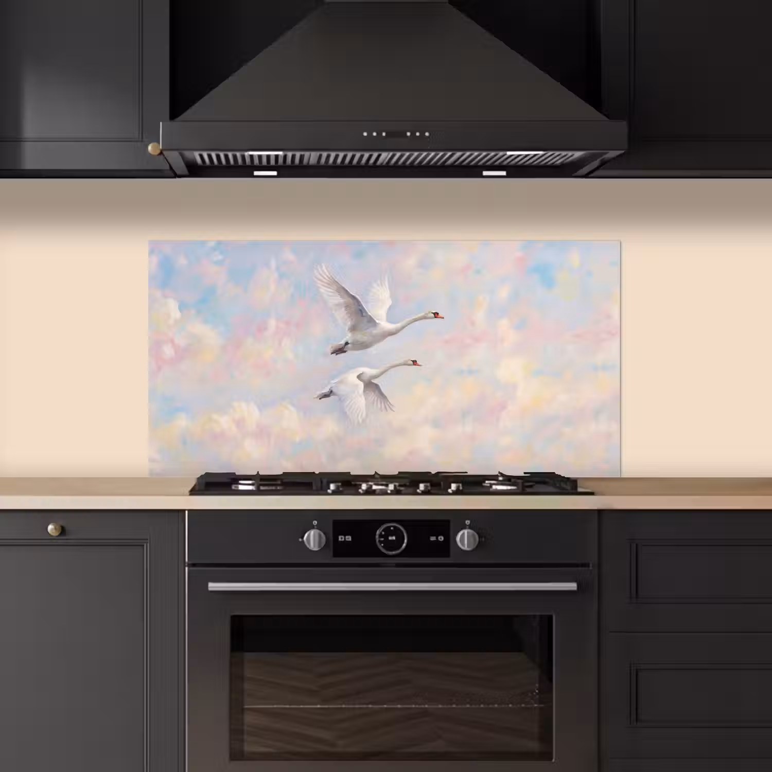 Vogel - Vliegend - Lucht - Modern - Pastel keuken achterwand spatscherm middel -sfeer1