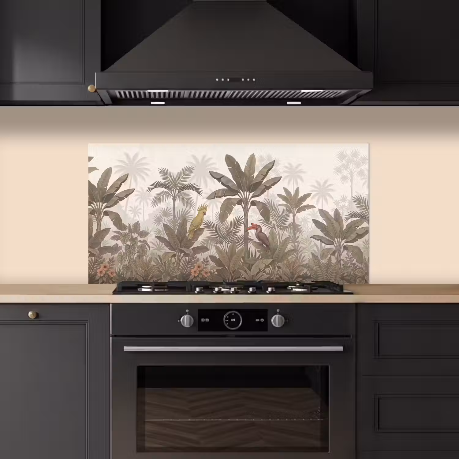 Vogel - Jungle - Tropisch - Illustratie - Groen keuken achterwand spatscherm middel -sfeer1