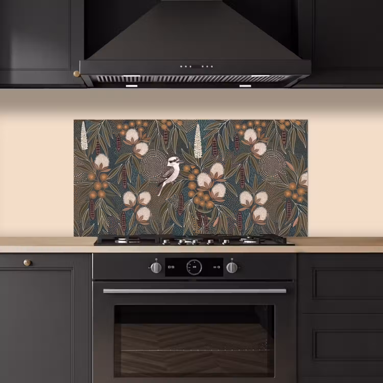 Vogel - Bladeren - Natuur - Illustratie - Groen keuken achterwand spatscherm middel -sfeer1