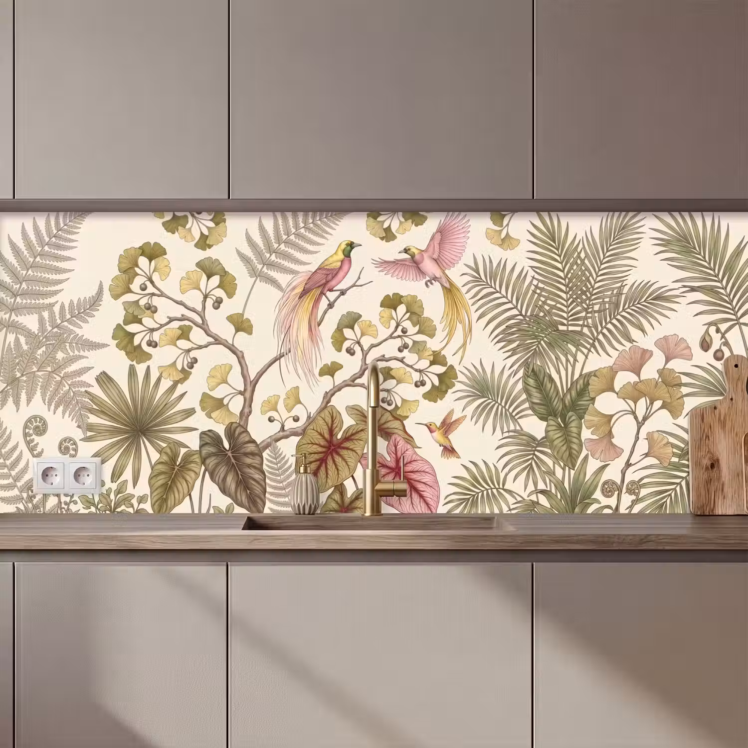 Vogels - Tropisch - Botanisch - Roze keuken achterwand 2 middel zz_3dshopping