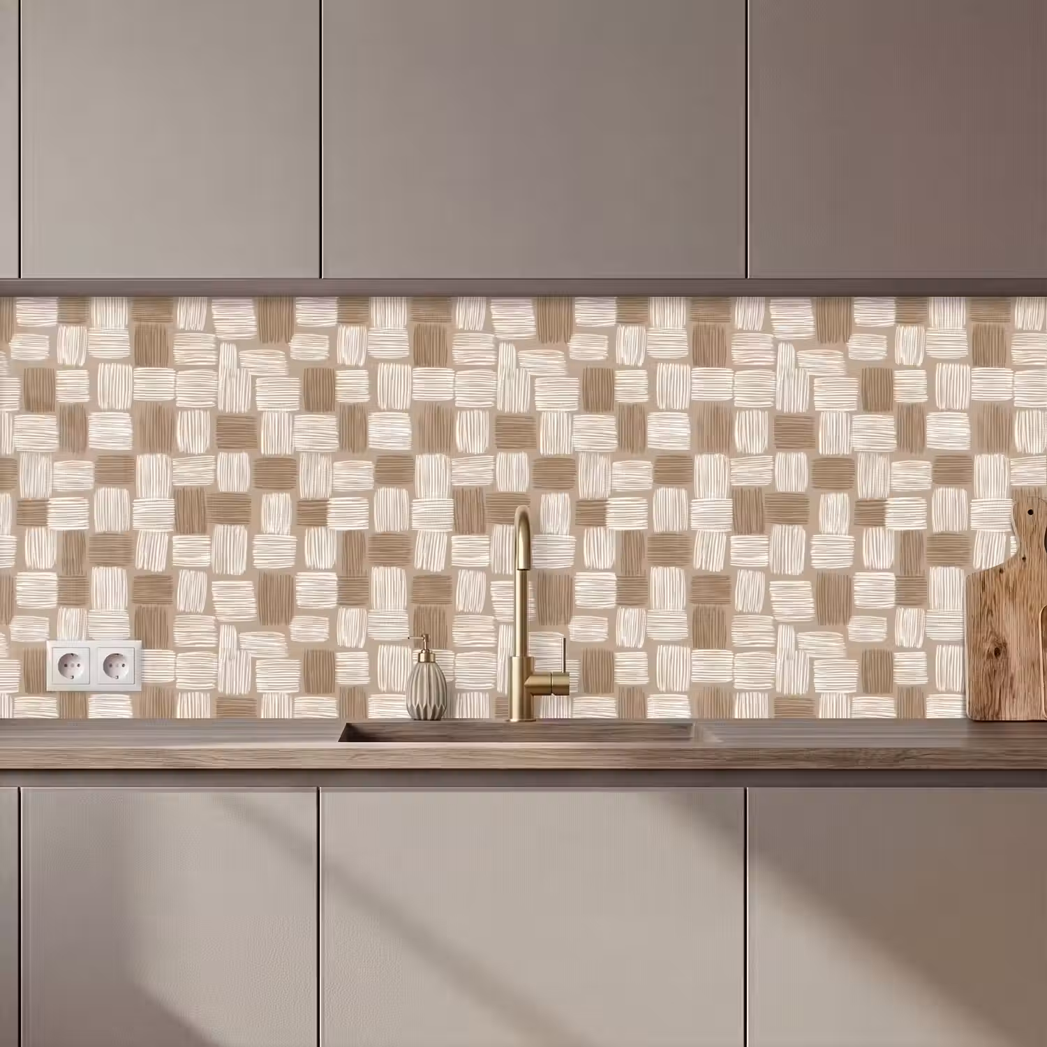 Blok - Patroon - Bruin keuken achterwand 2 middel 871 zz_3dshopping