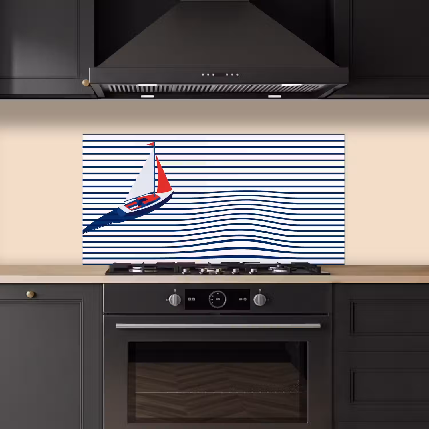 Boot - Water - Abstract - Blauw keuken achterwand spatscherm middel -sfeer1