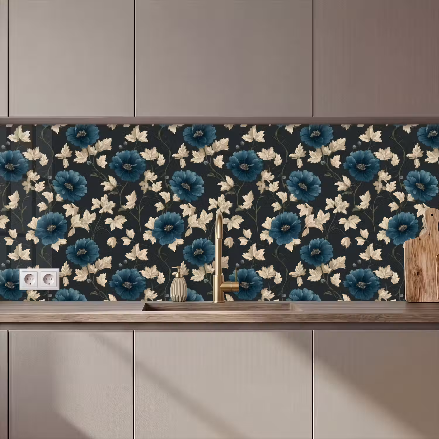 Botanisch - Bloemen - Blauw keuken achterwand 2 middel 871 zz_3dshopping