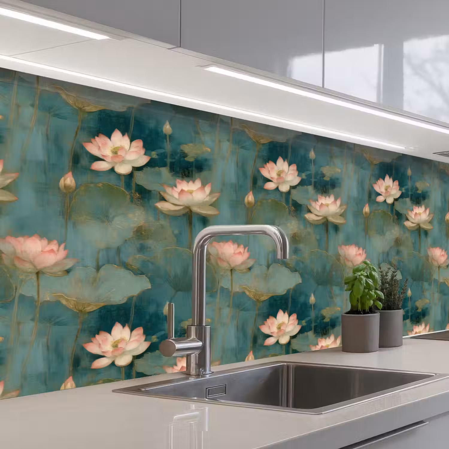 Botanisch - Bloemen - Roze keuken achterwand 2 groot 857 -3d_schuin
