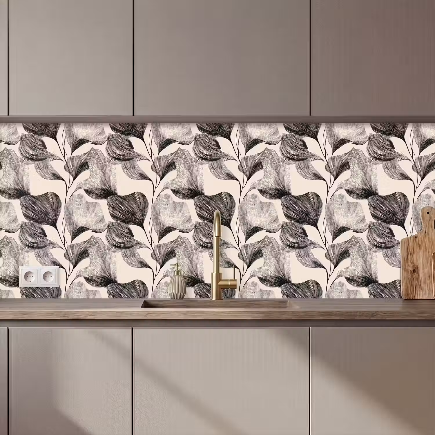 Botanisch - Bladeren - Zwart keuken achterwand 2 middel 871 zz_3dshopping
