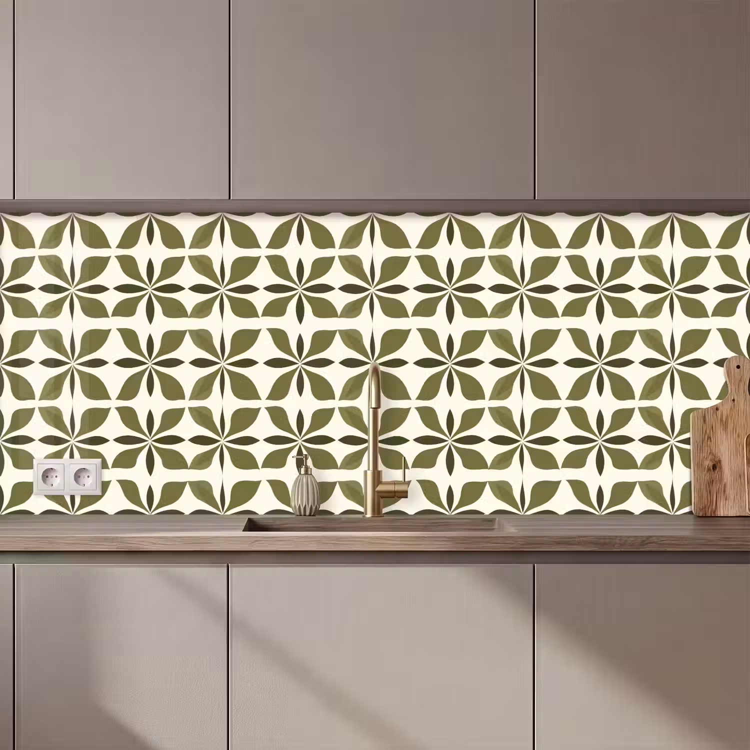 Botanisch - Retro - Groen keuken achterwand 2 middel 871 zz_3dshopping