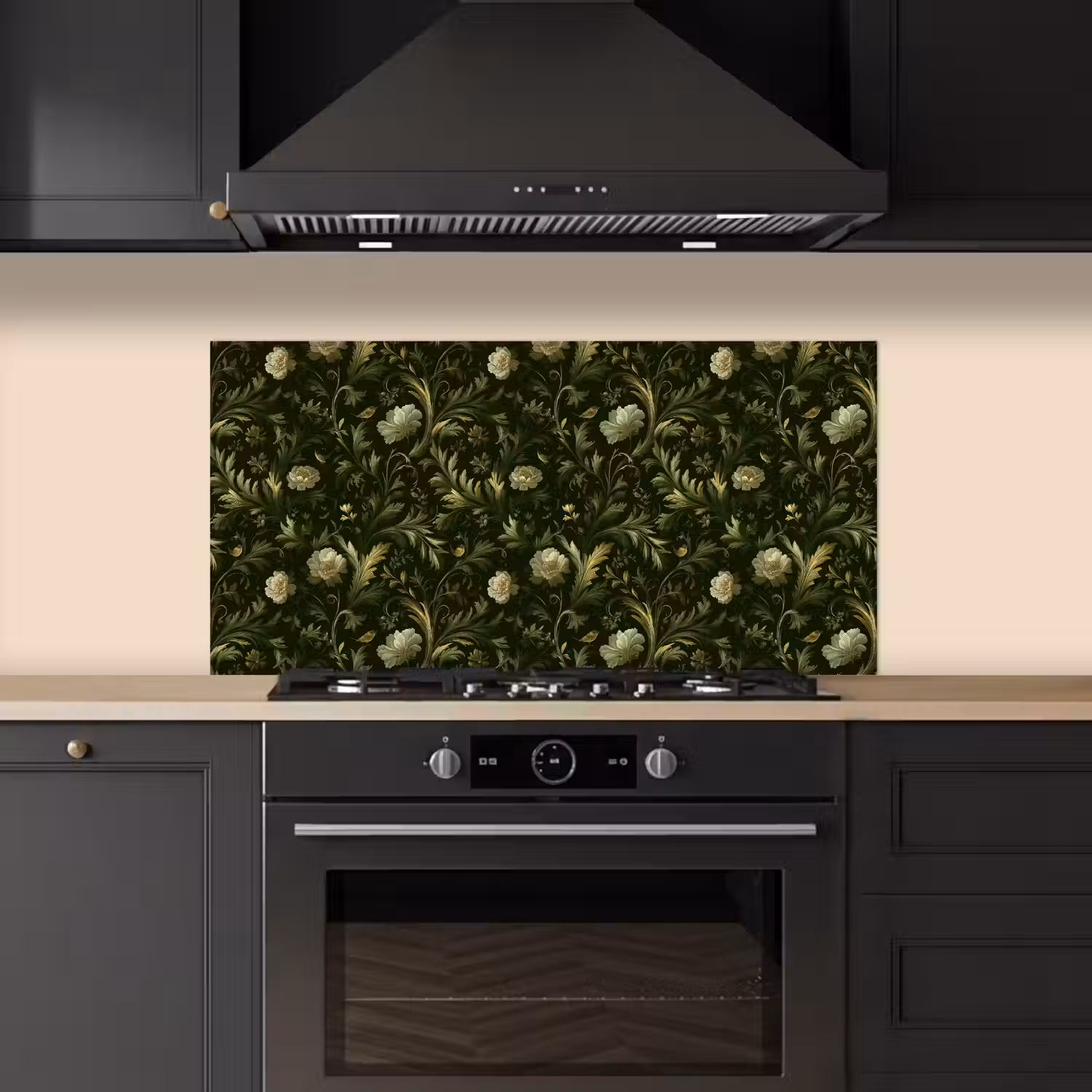 Botanisch - Naadloos - Bloemen keuken achterwand spatscherm middel 899 -sfeer1