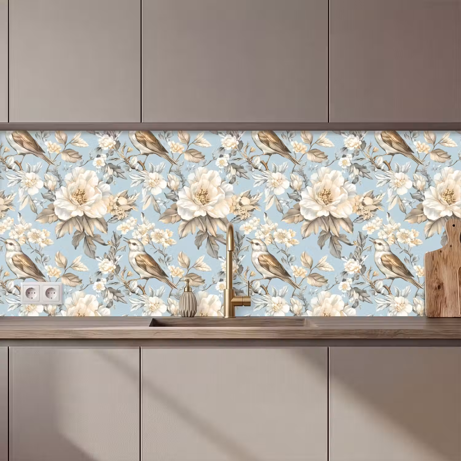 Botanisch - Zangvogel - Blauw keuken achterwand 2 middel 871 zz_3dshopping