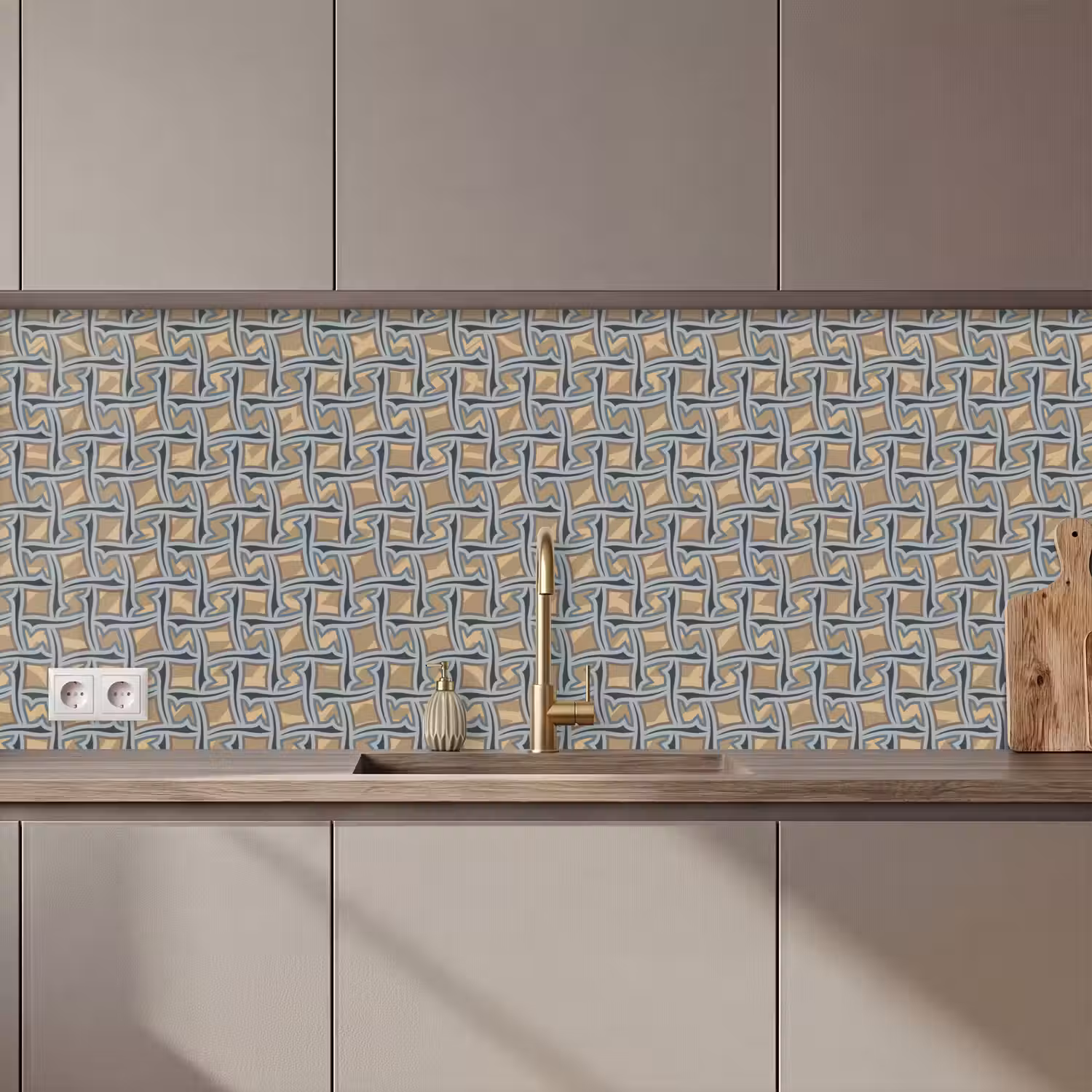Bruin - Patronen - Geometrie keuken achterwand 2 middel 871 zz_3dshopping