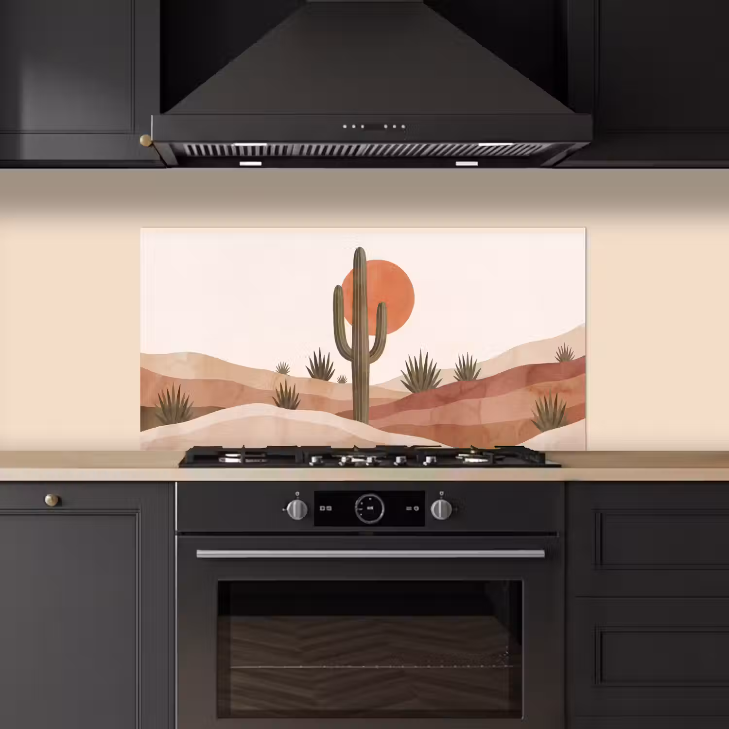 Cactus - Duinen - Modern - Landschap - Groen keuken achterwand spatscherm middel -sfeer1