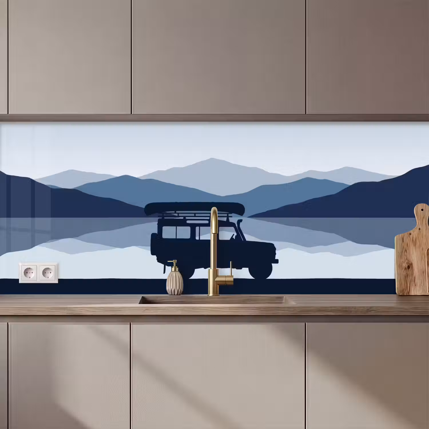 Auto - Meer - Bergen - Blauw keuken achterwand 2 middel zz_3dshopping